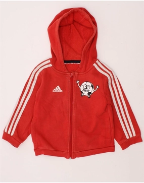 Fresh Look ADIDAS Baby Boys Graphic Zip Hoodie Sweater 18-24 Months Red Cotton