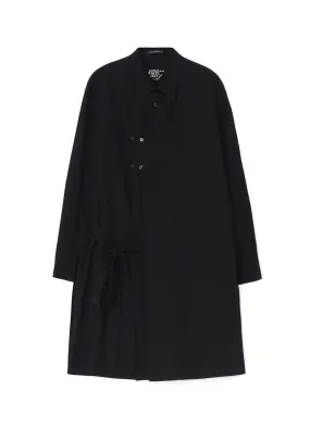 COTTON BROADCLOTH DOUBLE LEFT PANEL SHIRT WITH BELT Subtle patterns