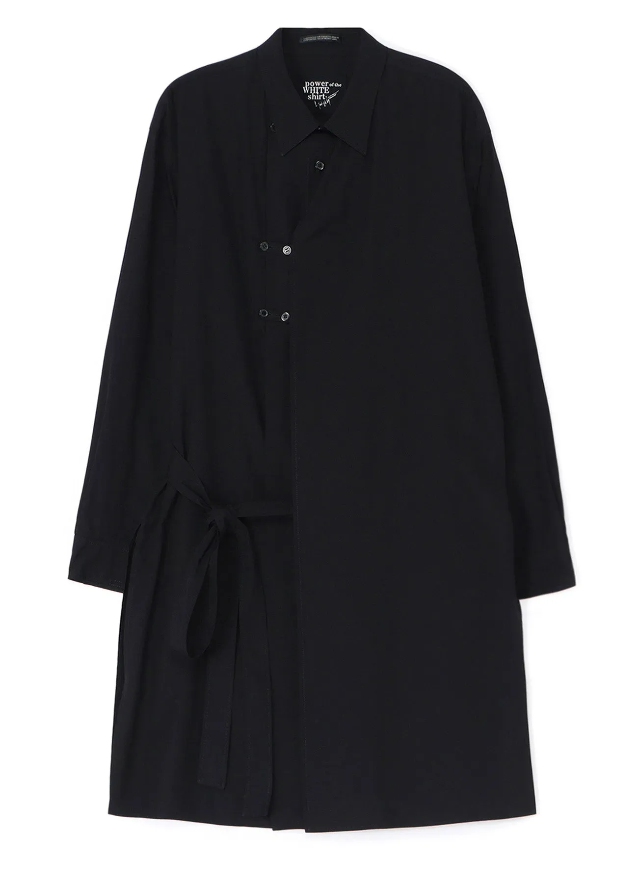 COTTON BROADCLOTH DOUBLE LEFT PANEL SHIRT WITH BELT Tall friendly Spring Collection