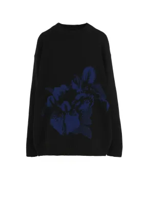 BIG FLOWER LONG SLEEVE KNIT PULLOVER Daily Comfort