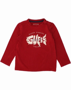 Urban Edge GUESS Baby Boys Graphic Top Long Sleeve 9-12 Months Red