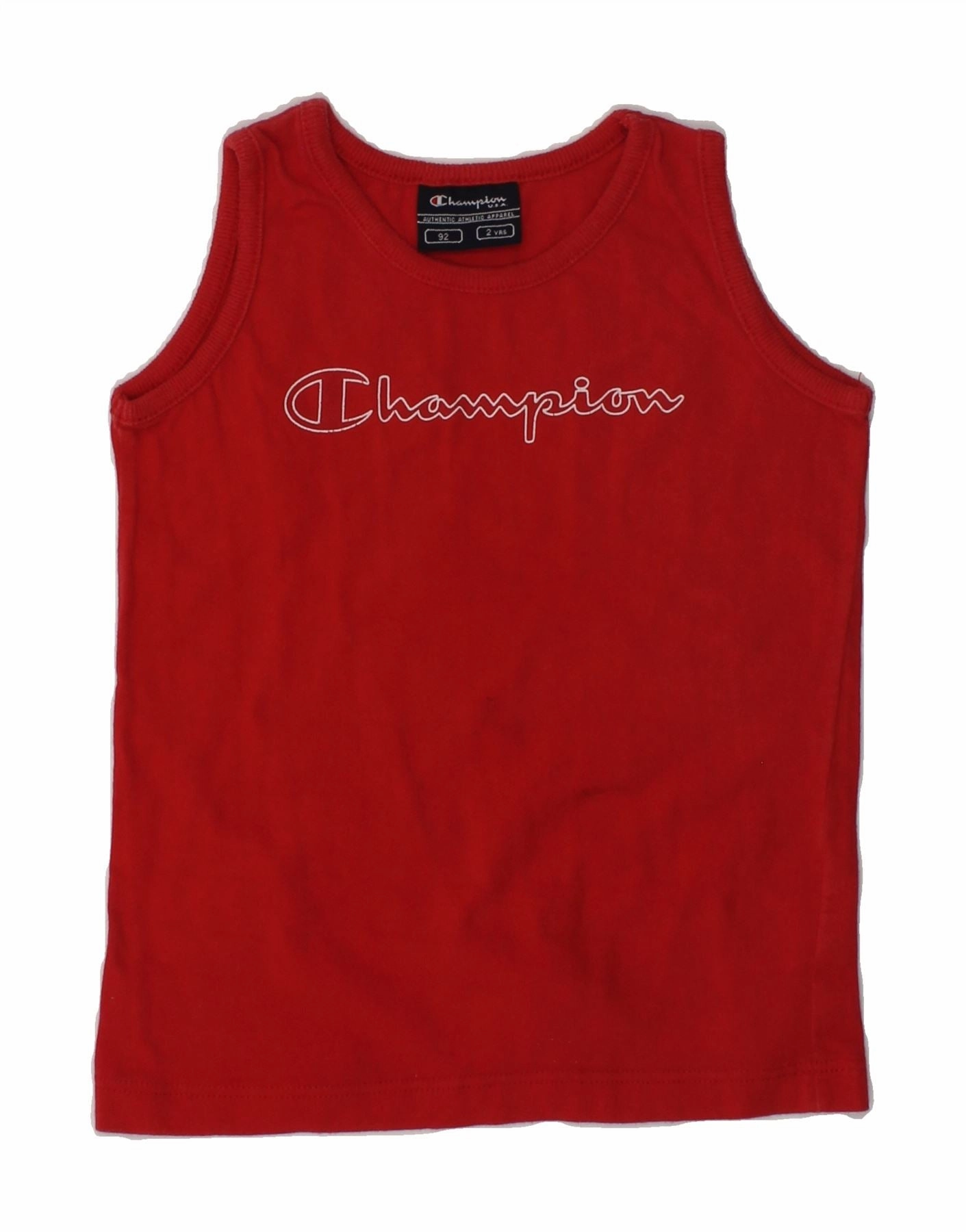 CHAMPION Baby Boys Graphic Vest Top 18-24 Months Red Cotton Resort Wear