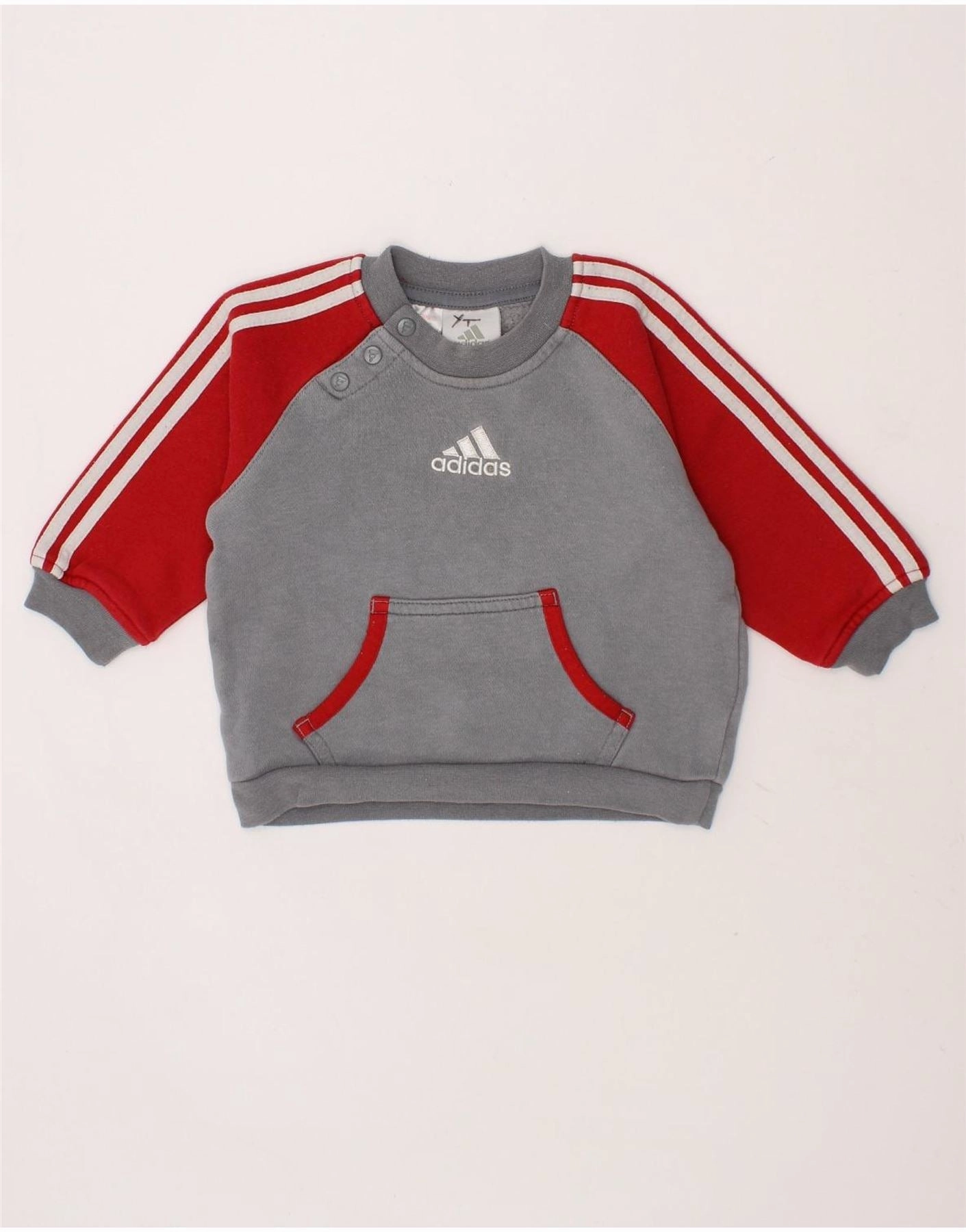 Cozy Fleece ADIDAS Baby Boys Graphic Sweatshirt Jumper 6-9 Months Grey Colourblock