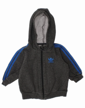 ADIDAS Baby Boys Zip Hoodie Sweater 6-9 Months Grey Cotton City Comforted
