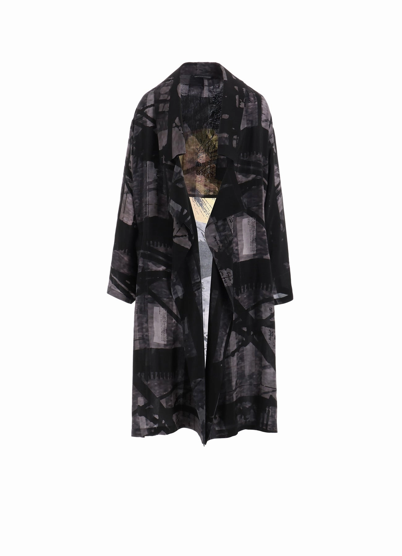City Style Timeless Fit Style FLOWER&CABLE PRINT BIG COLLAR COAT