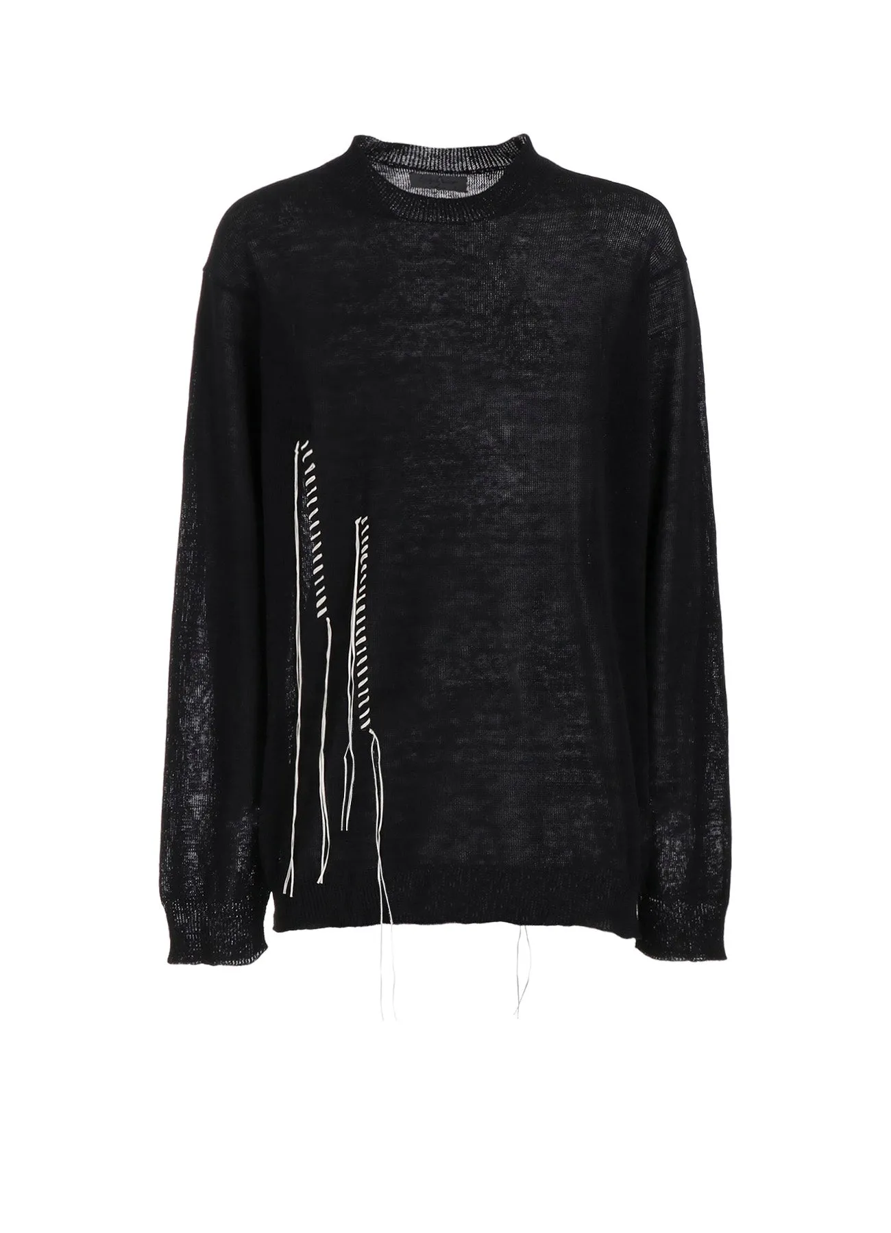 Easy Care Fabric Water Repellent Finish 10G PLATED CROSSED PATTERN ROUND NECK EMBROIDERY KNIT