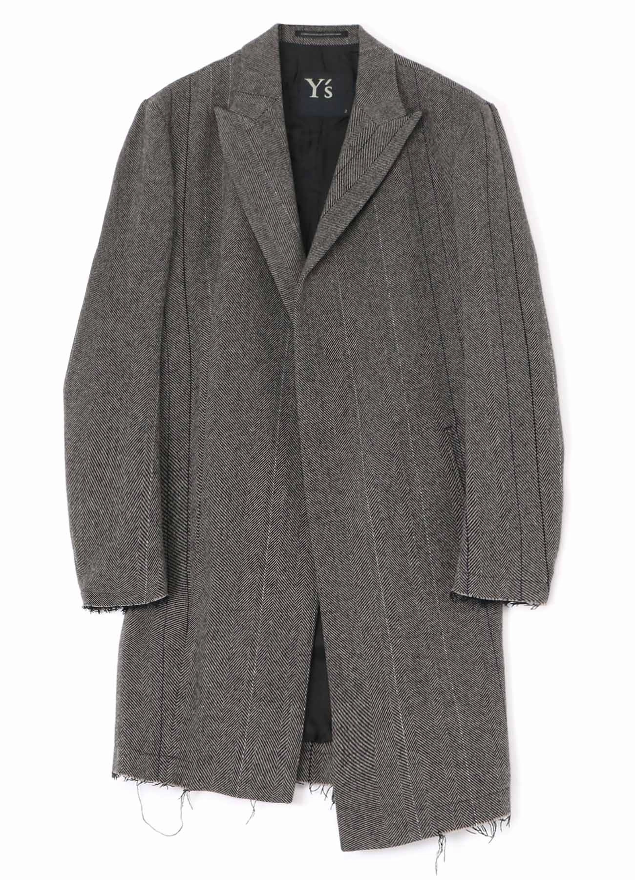 WOOL TWEED HERRINGBONE ASYMMETRIC JACKET Shampoo models