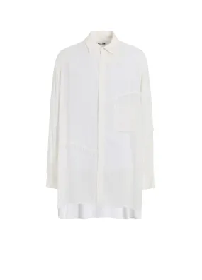 Cuffed hem VISCOSE TWILL CUT-OFF OVERSIZED REGULAR COLLAR SHIRT