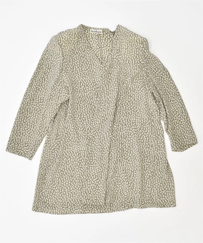 EDY CAPAGNOLI Womens Blazer Jacket UK 12 Medium Green Geometric Vintage Work Outfit Odor Control Fibers