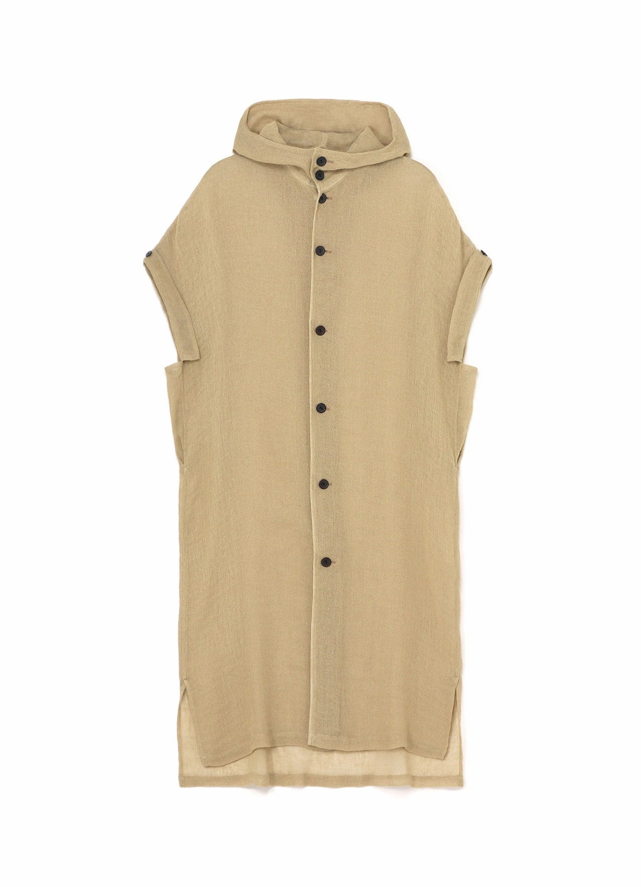 Lightweight-Layer Neutral-Shade LENO CLOTH HOODED DRESS