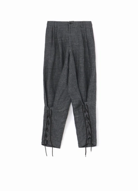 Travel Friendly LINEN TWEED LACE UP HEM PANTS