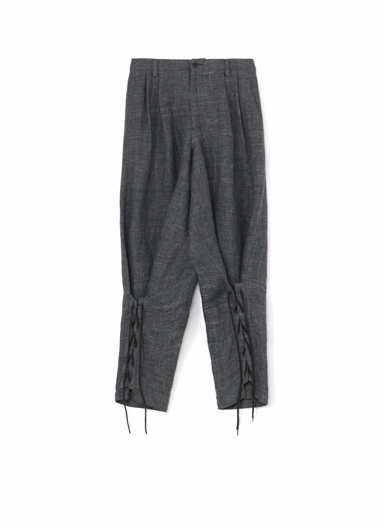 Travel Friendly LINEN TWEED LACE UP HEM PANTS