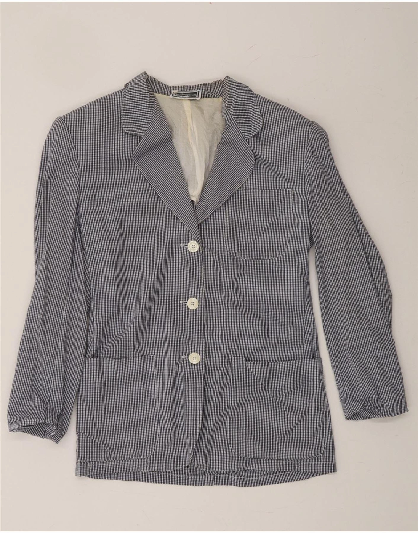 Sophisticated Attire LUISA SPAGNOLI Womens Blazer Jacket IT 42 Medium Navy Blue Gingham