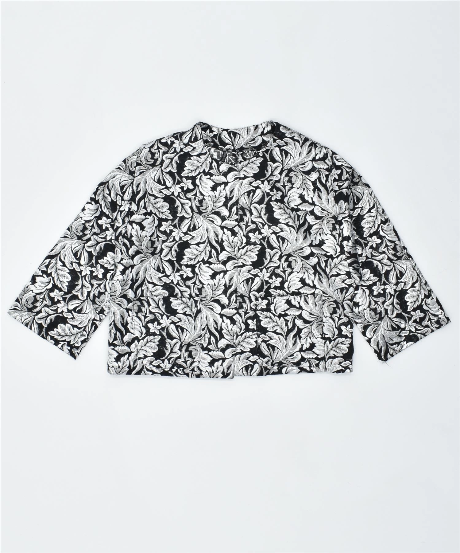 Crisp Design VINTAGE Womens Blazer Jacket UK 14 Medium Silver Floral