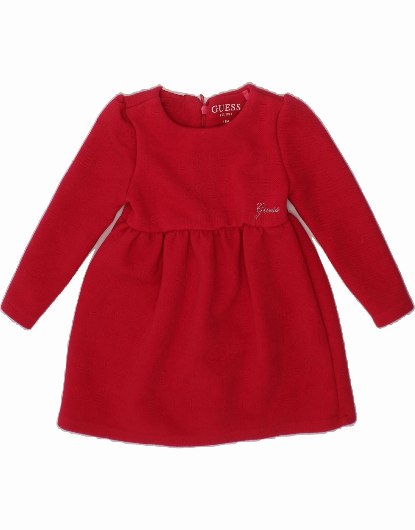 Textured Flow Fresh Energy GUESS Baby Girls Long Sleeve A-Line Dress 12-18 Months Pink Polyester