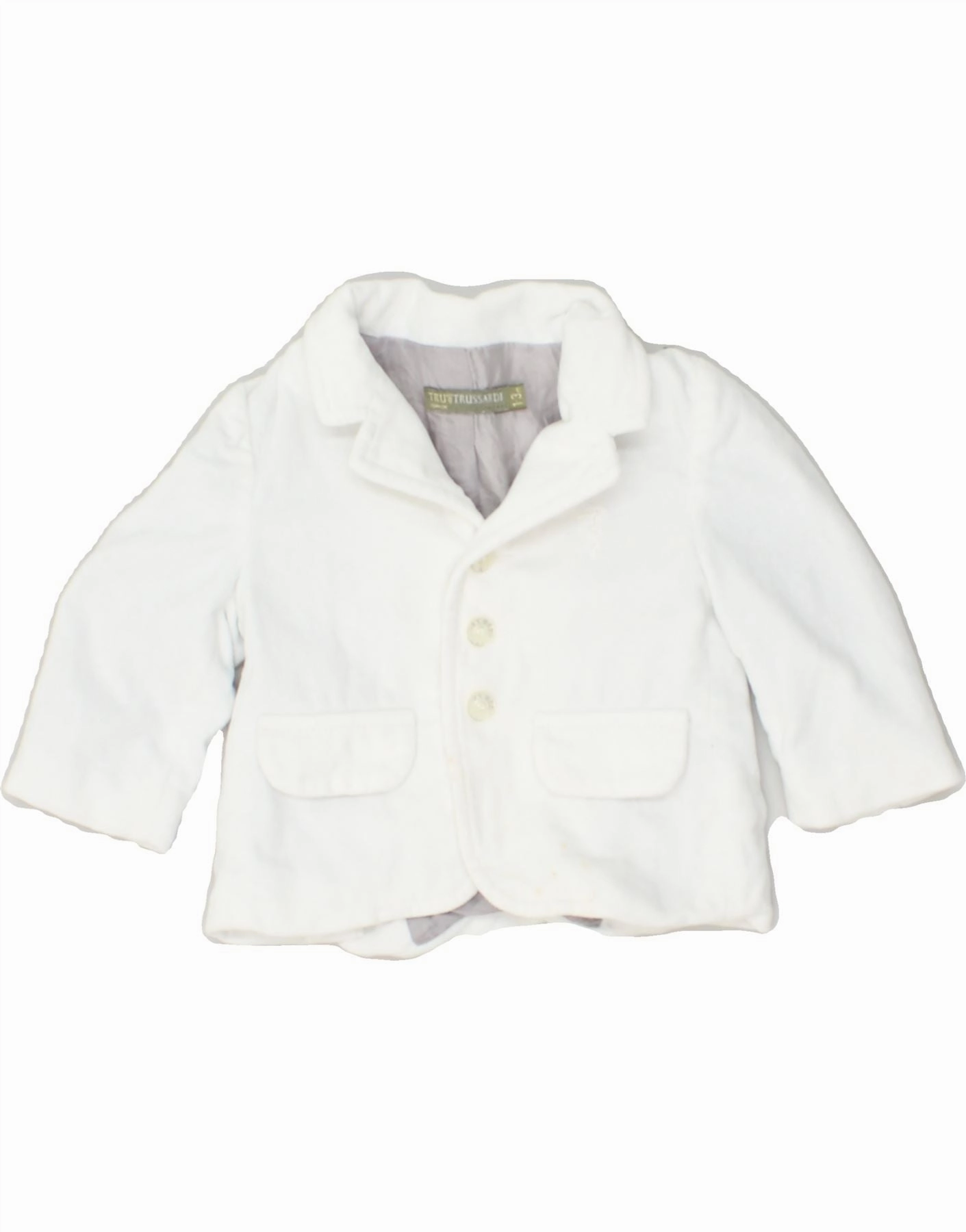 TRUSSARDI Baby Boys 3 Button Blazer Jacket 0-3 Months White Cotton suitable for product launches Highlighter