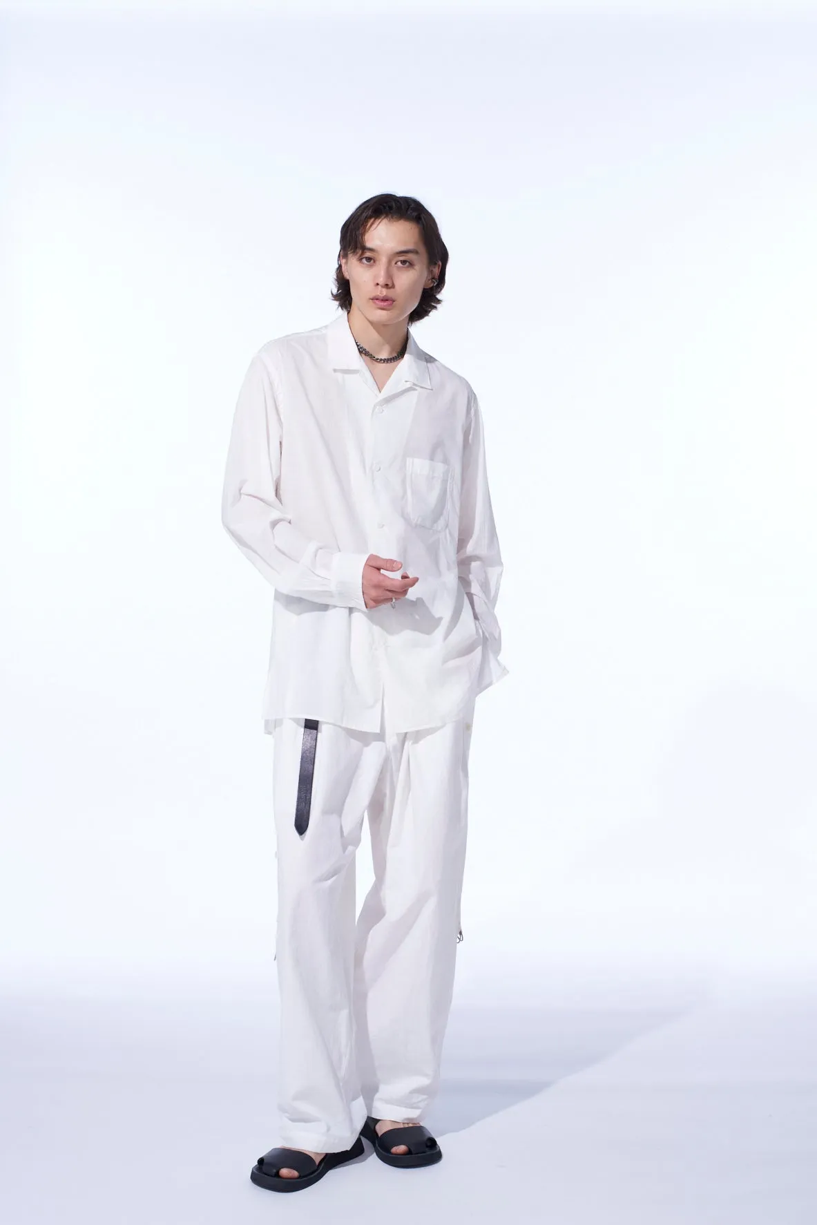 All Purpose Weave Design Tear Resistant Reinforcement COTTON SILK LOAN LOOSE-FIT OPEN COLLAR SHIRT