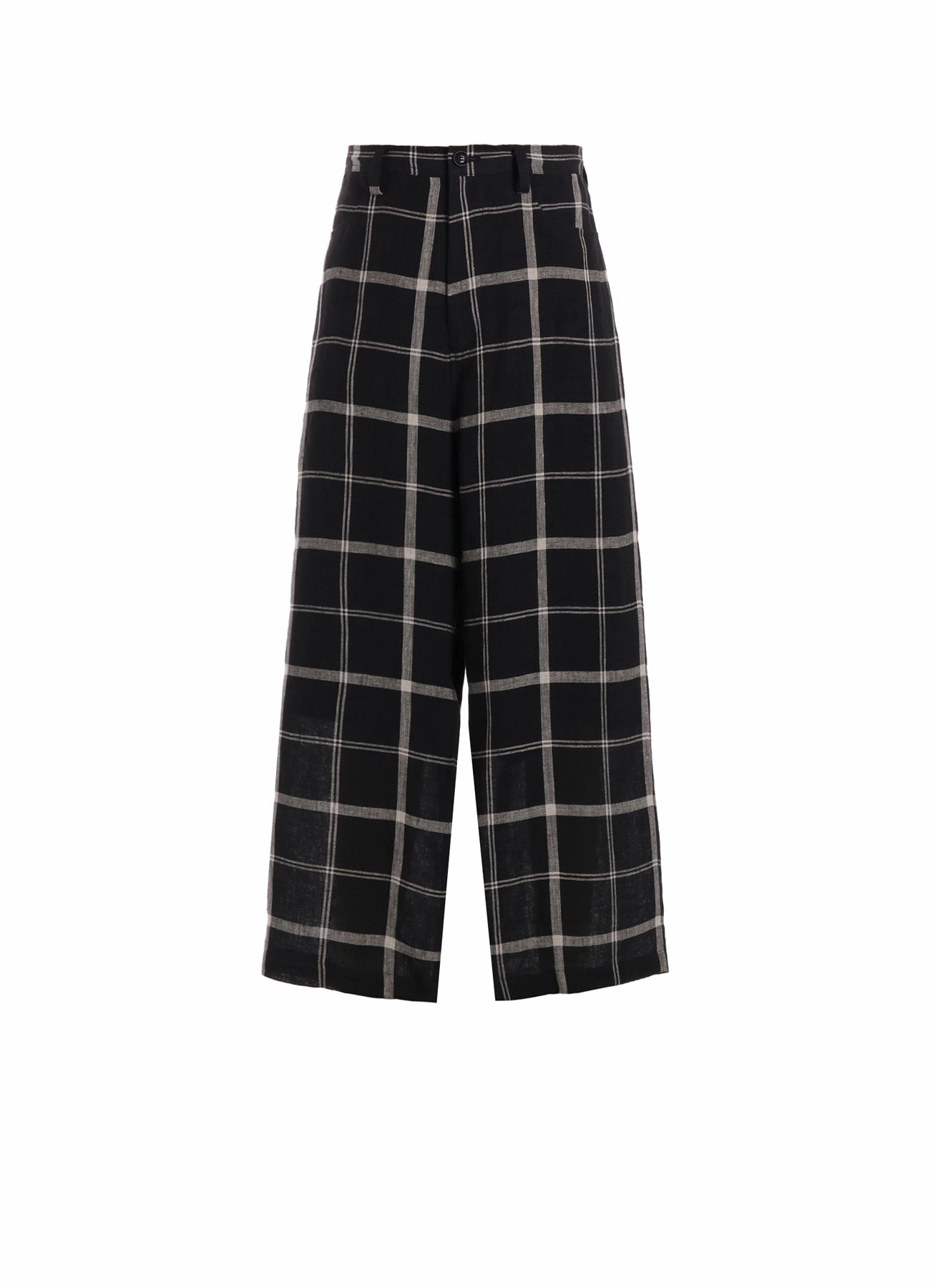 Anti Static Lining Slim Wear Design LINEN/NYLON PLAID LONG STRAIGHT PANTS