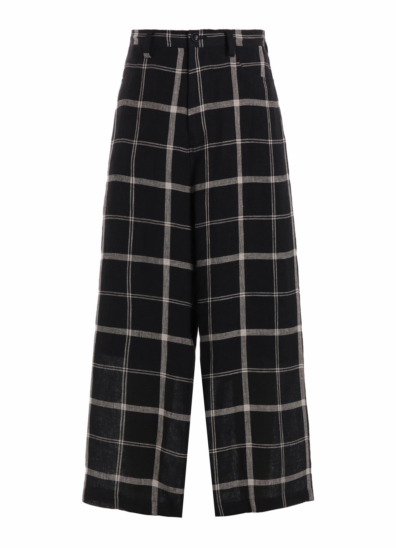 Quick Layer LINEN/NYLON PLAID LONG STRAIGHT PANTS