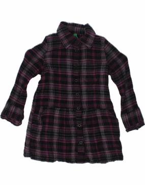 UNITED COLORS OF BENETTON Baby Girls Shirt Dress 18-24 Months Purple Check Grab Now