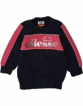 ELLESSE Baby Girls Sweatshirt Jumper 12-18 Months Navy Blue Colourblock Breathable Texture