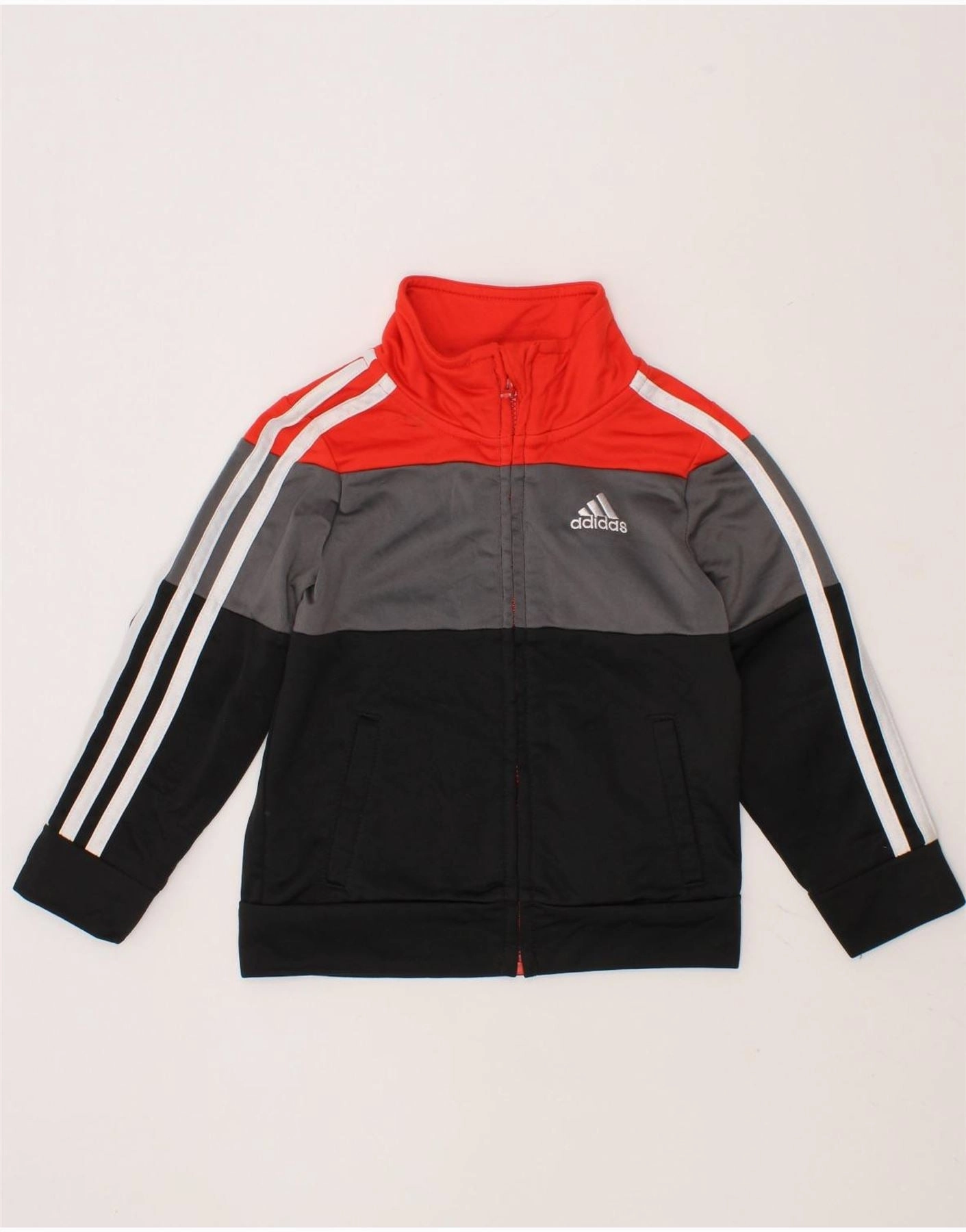 Adjustable Drawstring Hood Ventilated Back Panel ADIDAS Baby Boys Tracksuit Top Jacket 18-24 Months Multicoloured