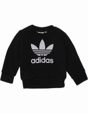 ADIDAS Baby Boys Graphic Sweatshirt Jumper 3-6 Months Black Cotton Daily Comforted