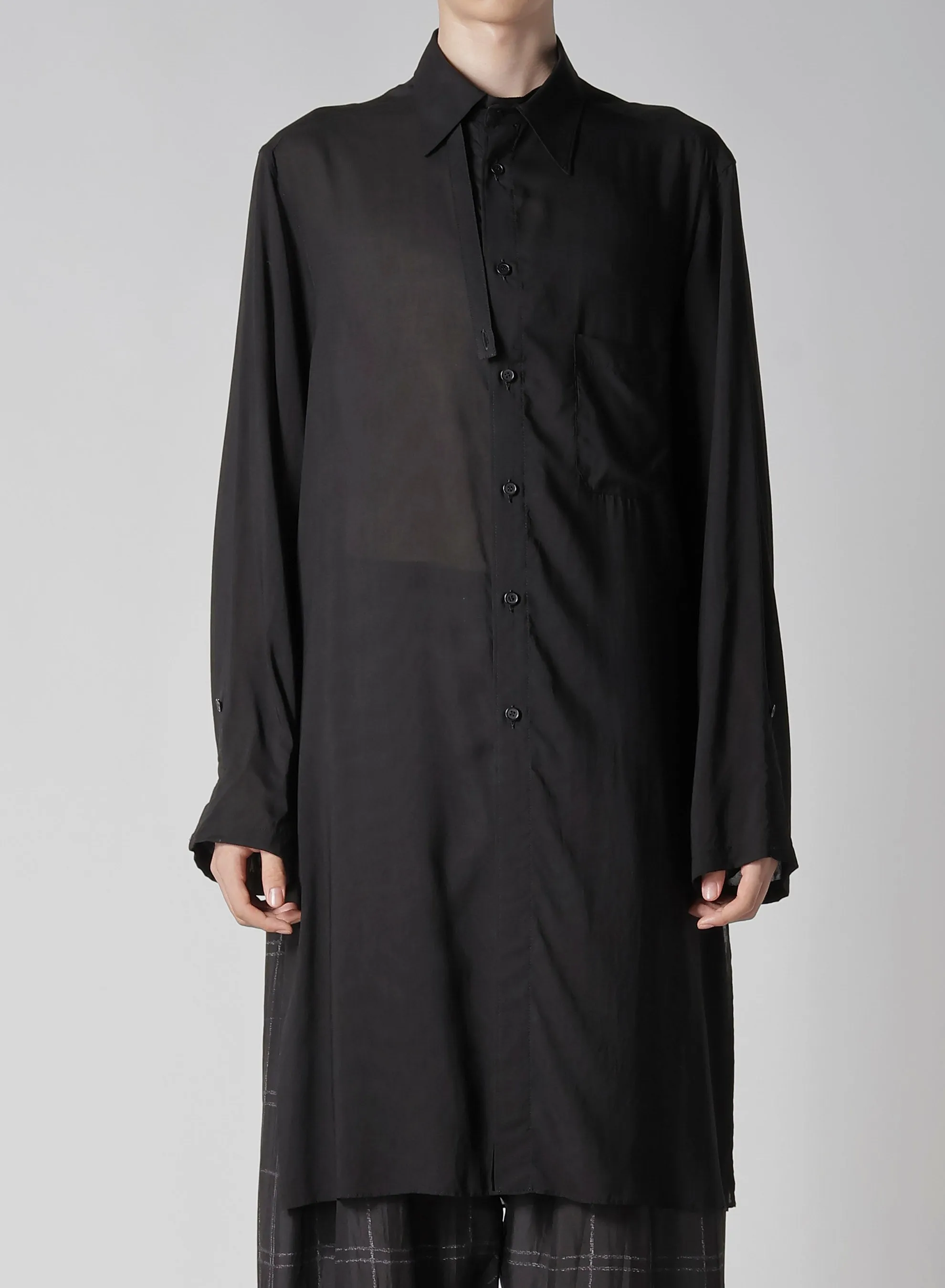 Flexible Shoulder Construction Breathable fabric 80 MODAL LOAN ASYMMETRY COLLAR BLOUSE