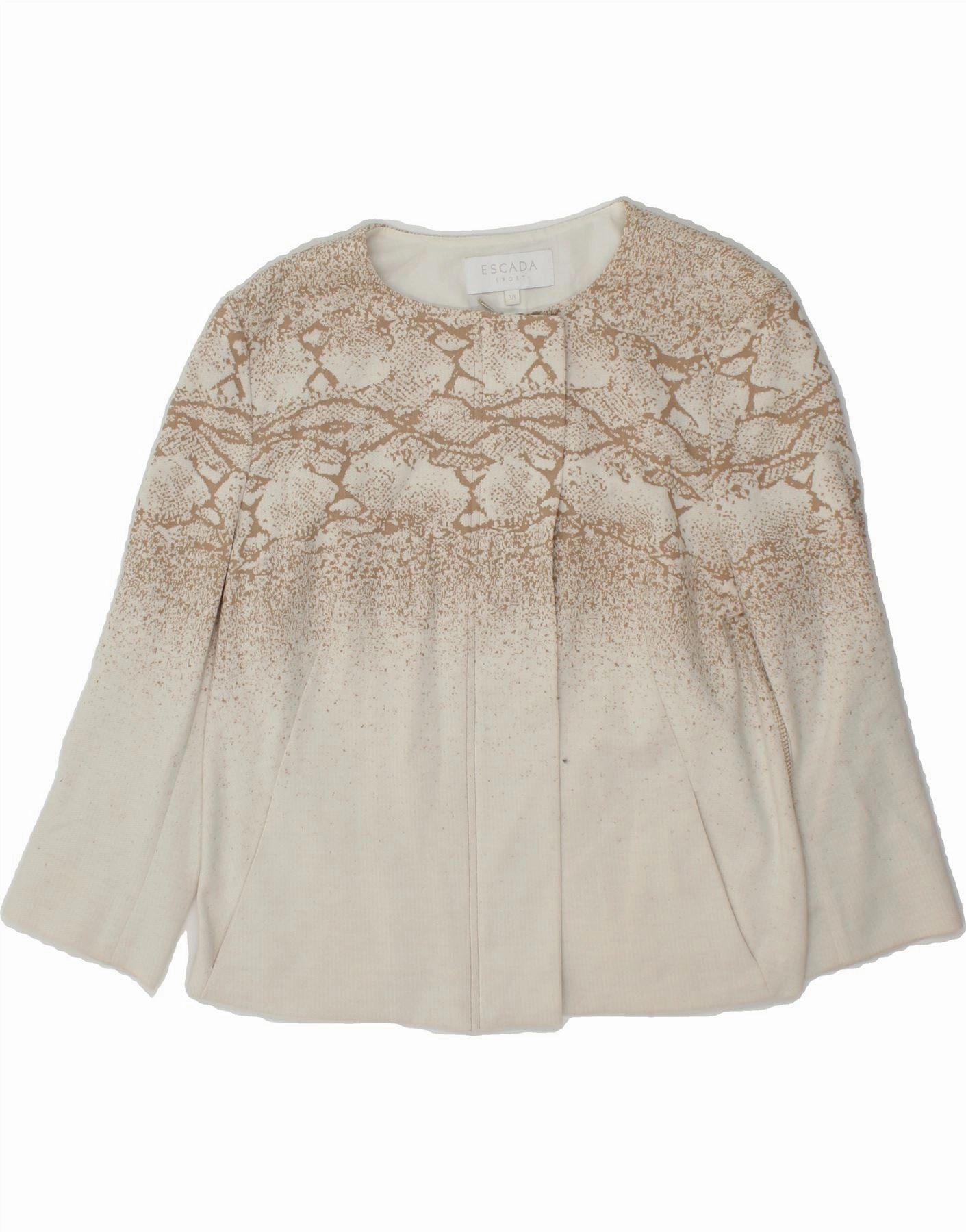 ESCADA Womens Blazer Jacket IT 38 XS Off White Flecked Cotton Comfortable Style