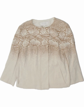 ESCADA Womens Blazer Jacket IT 38 XS Off White Flecked Cotton Comfortable Style