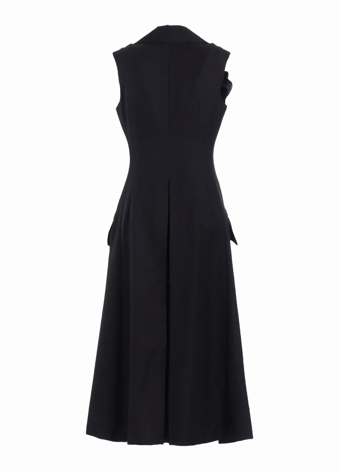 flattering appearance S/W TWILL FRONT DRAPED SLEEVELESS DRESS