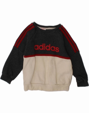ADIDAS Baby Boys Graphic Sweatshirt Jumper 18-24 Months Grey Colourblock Gentle Fit