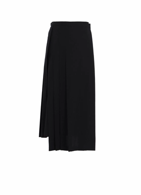 Side-Pocket COTTON TWILL R PLEATED WRAP SKIRT