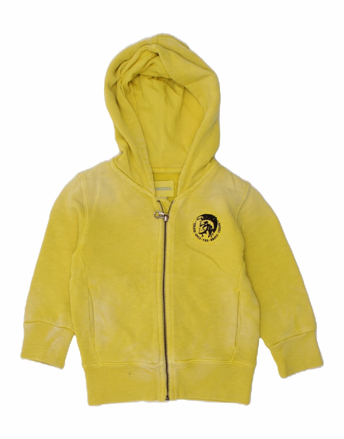 DIESEL Baby Boys Zip Hoodie Sweater 12-18 Months Yellow Cotton Modern Texture