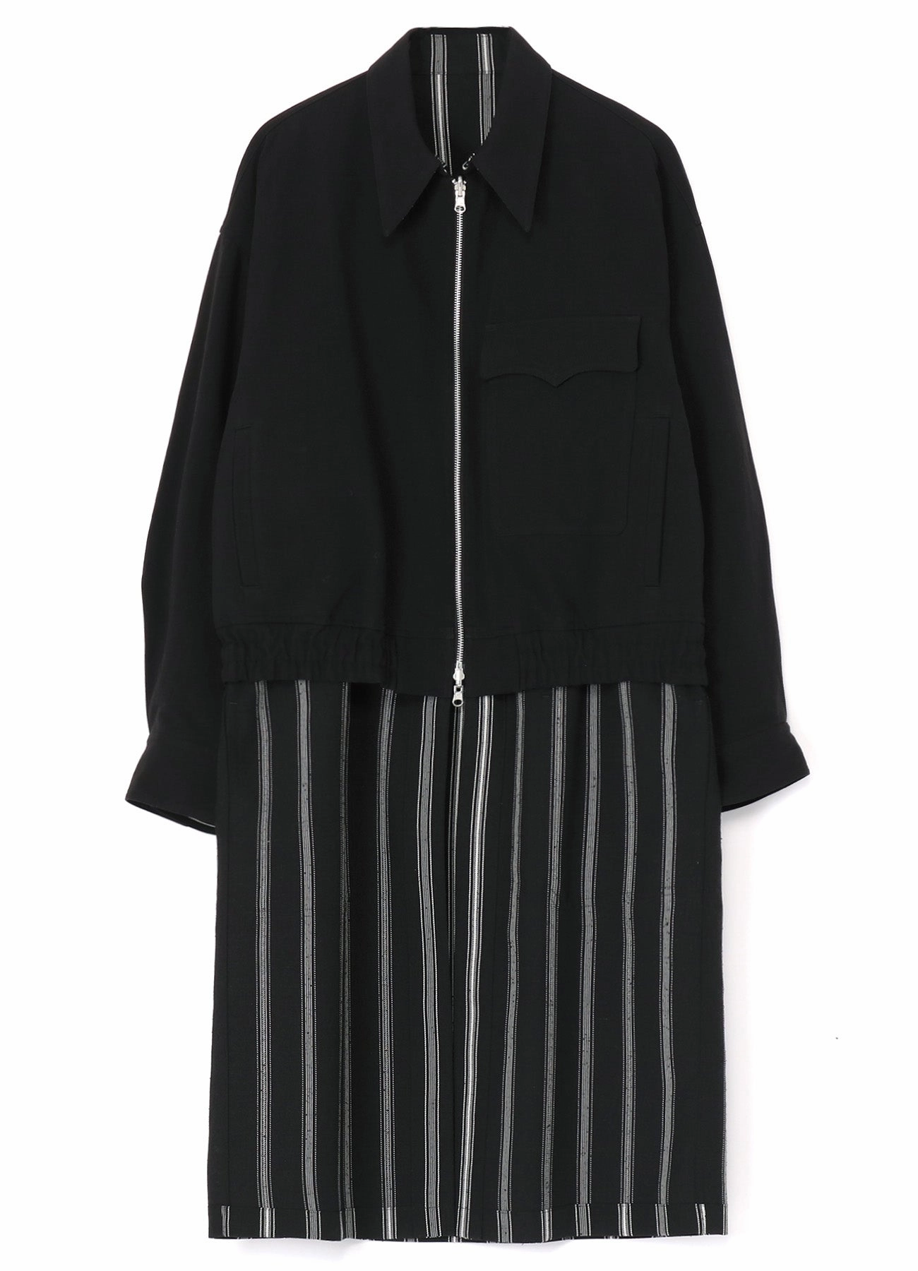 stand neck HARD TWISTED COTTON SATIN REVERSIBLE COAT