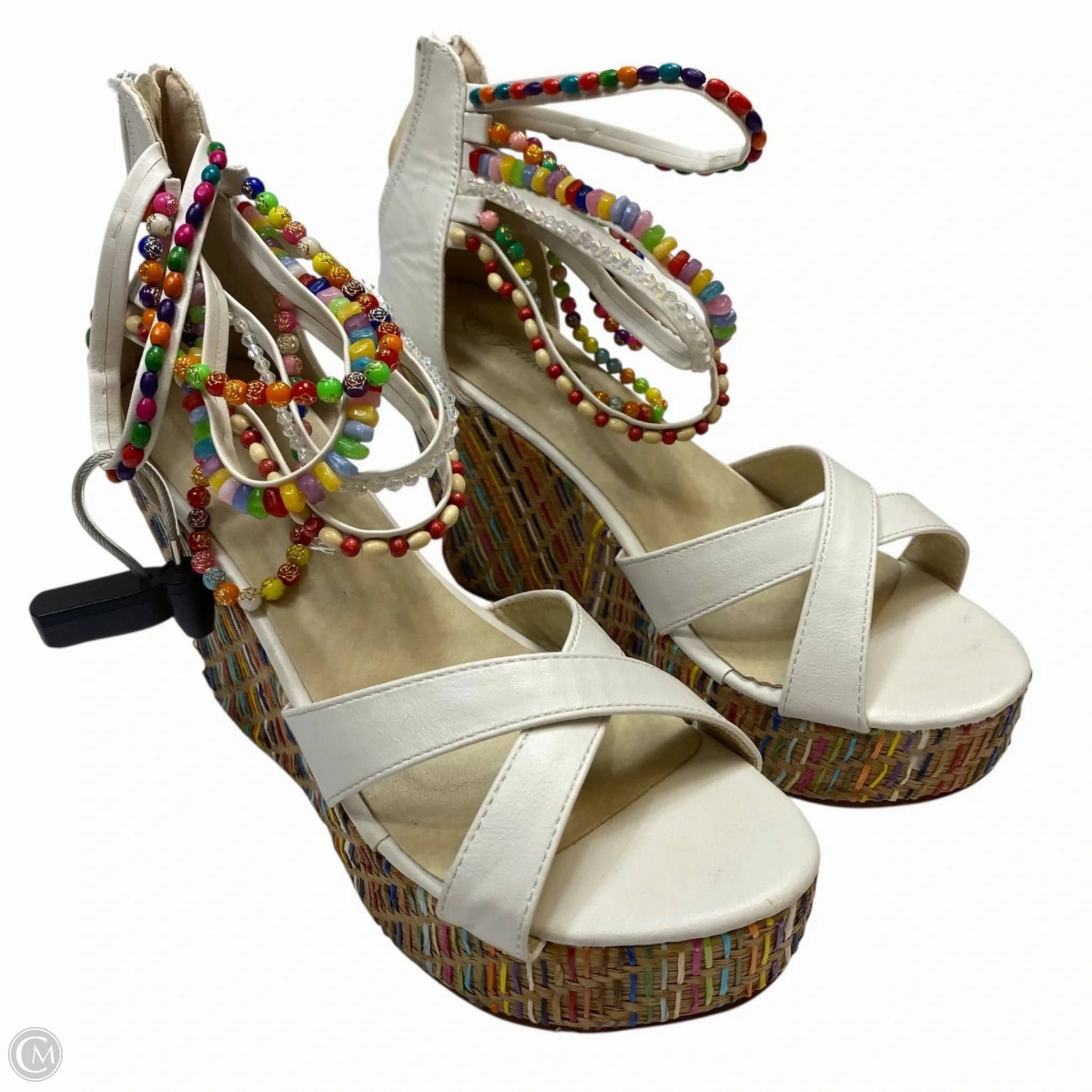 Sandals Heels Wedge By GetMoreBeauty In White, Size: 6.5 Closed Toe