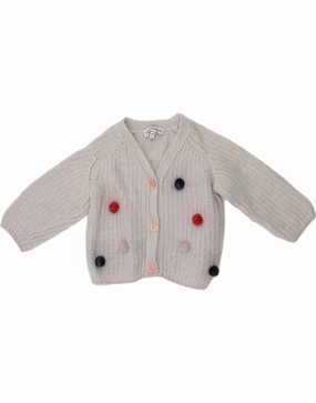 Cozy Fleece Non Irritating Edging EMPORIO ARMANI Baby Girls Cardigan Sweater 9-12 Months White Spotted