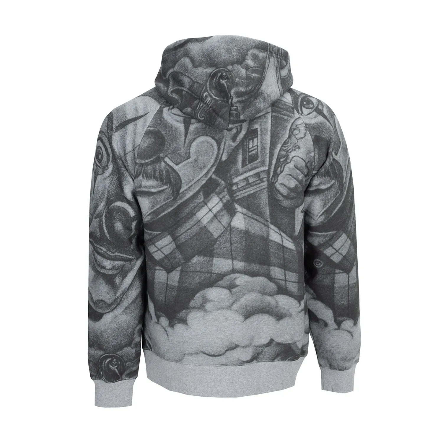 Mister Cartoon Tattoo PO Hoodie-Mens Layered Hem Design Loose Fit