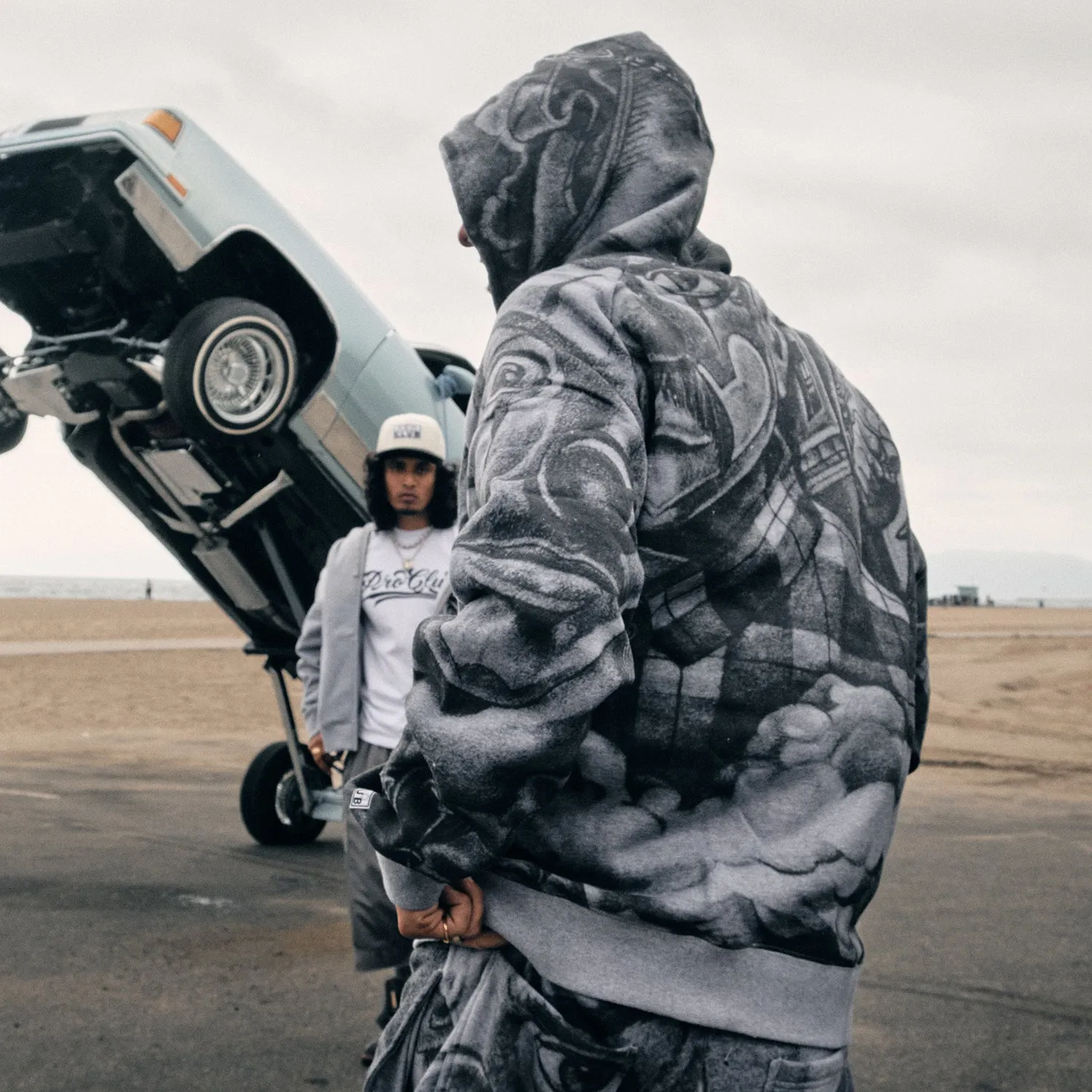 Western Style Yarn Dyed Fabric Mister Cartoon Tattoo PO Hoodie-Mens