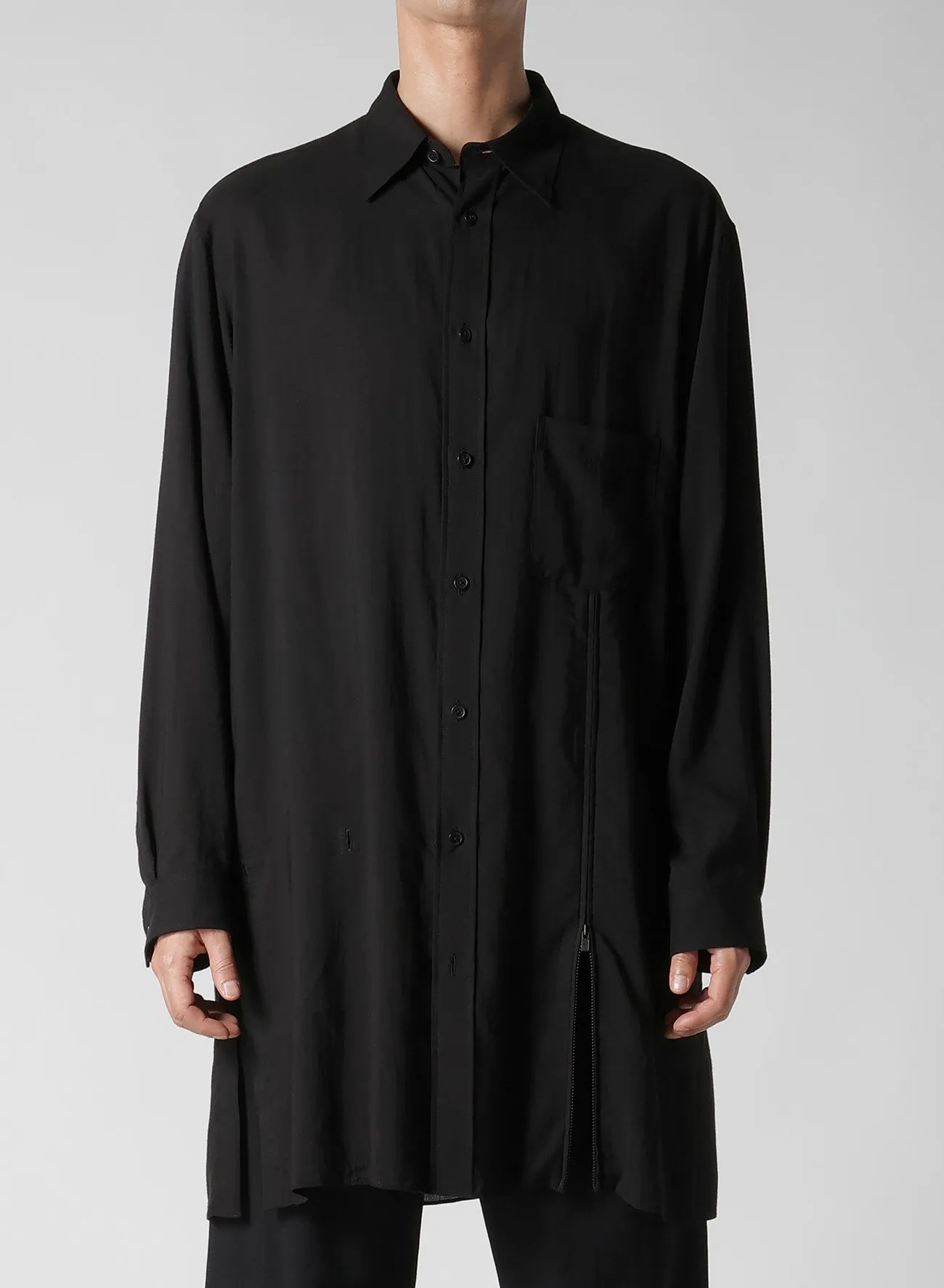 CELLULOSE LAWN ZIP BUTTON BLOUSE No Slip Shoulder Grips Flexible Material