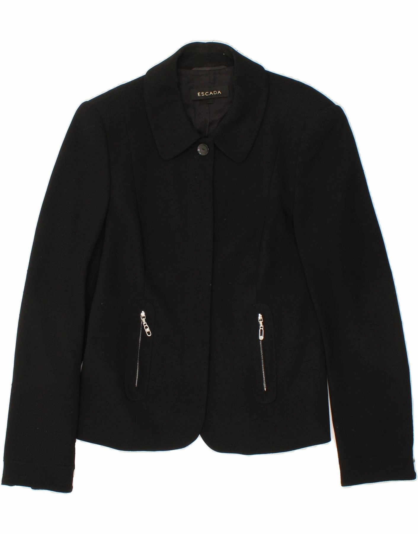 Non Restrictive Cut Chic Office Style ESCADA Womens Blazer Jacket EU 38 Medium Black New Wool