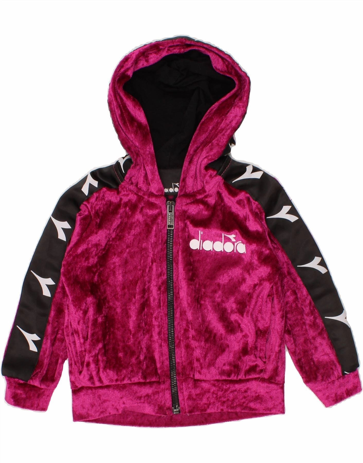 City Casual Style Drop Shoulder DIADORA Baby Girls Velour Graphic Zip Hoodie Sweater 18-24 Months Pink