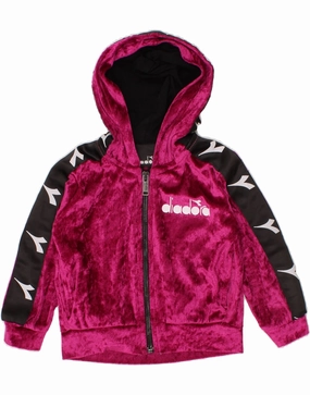 City Casual Style Drop Shoulder DIADORA Baby Girls Velour Graphic Zip Hoodie Sweater 18-24 Months Pink
