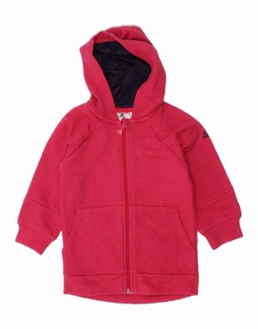 Layered Cuff FrictionResistant Sleeves ADIDAS Baby Girls Zip Hoodie Sweater 18-24 Months Pink Cotton