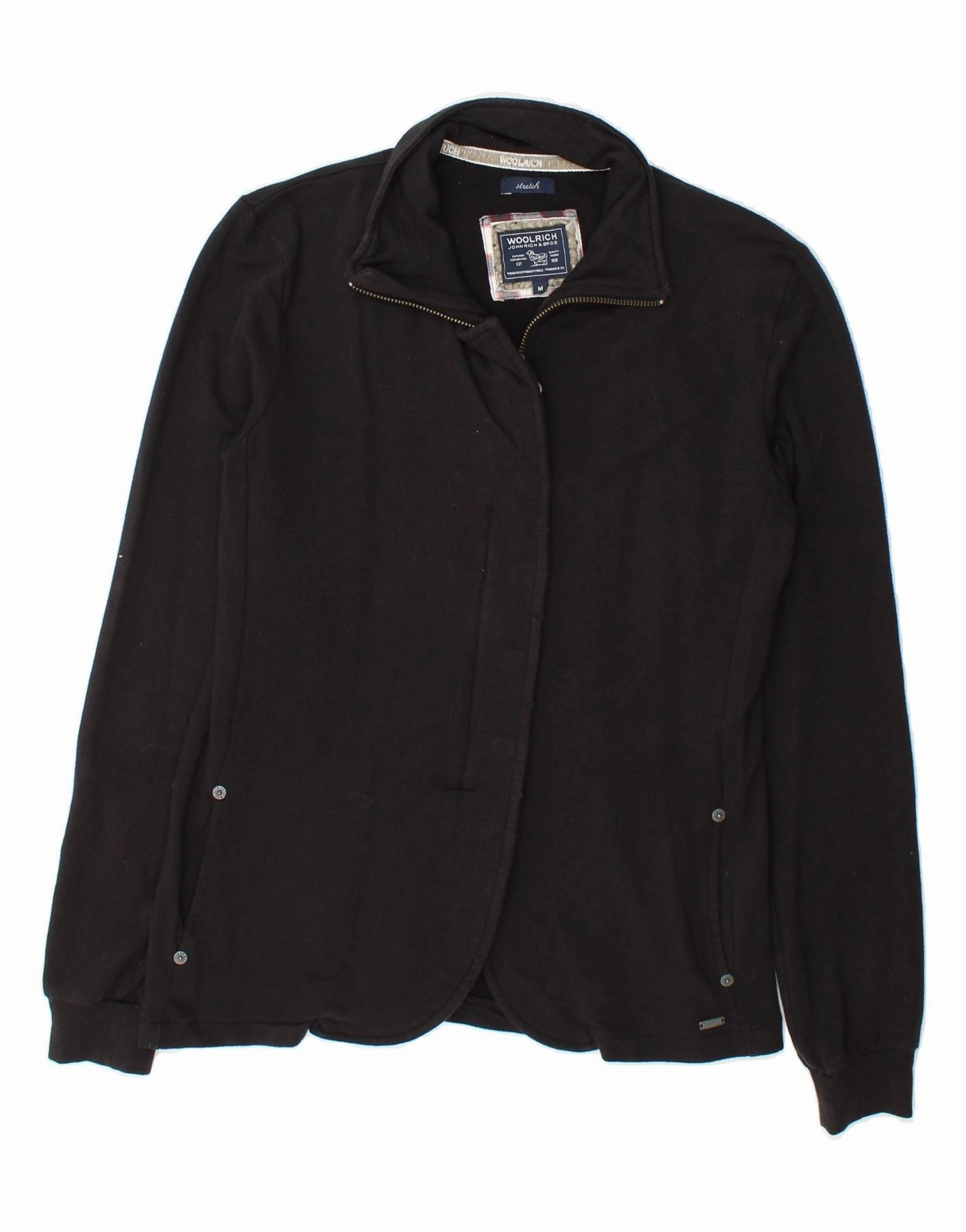 Elegant Business Style Flattering Fit WOOLRICH Womens Blazer Jacket UK 12 Medium Black Modal