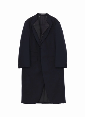 NAVY WOOL GABARDINE ONE BUTTON JACKET WITH LINER Windproof Design