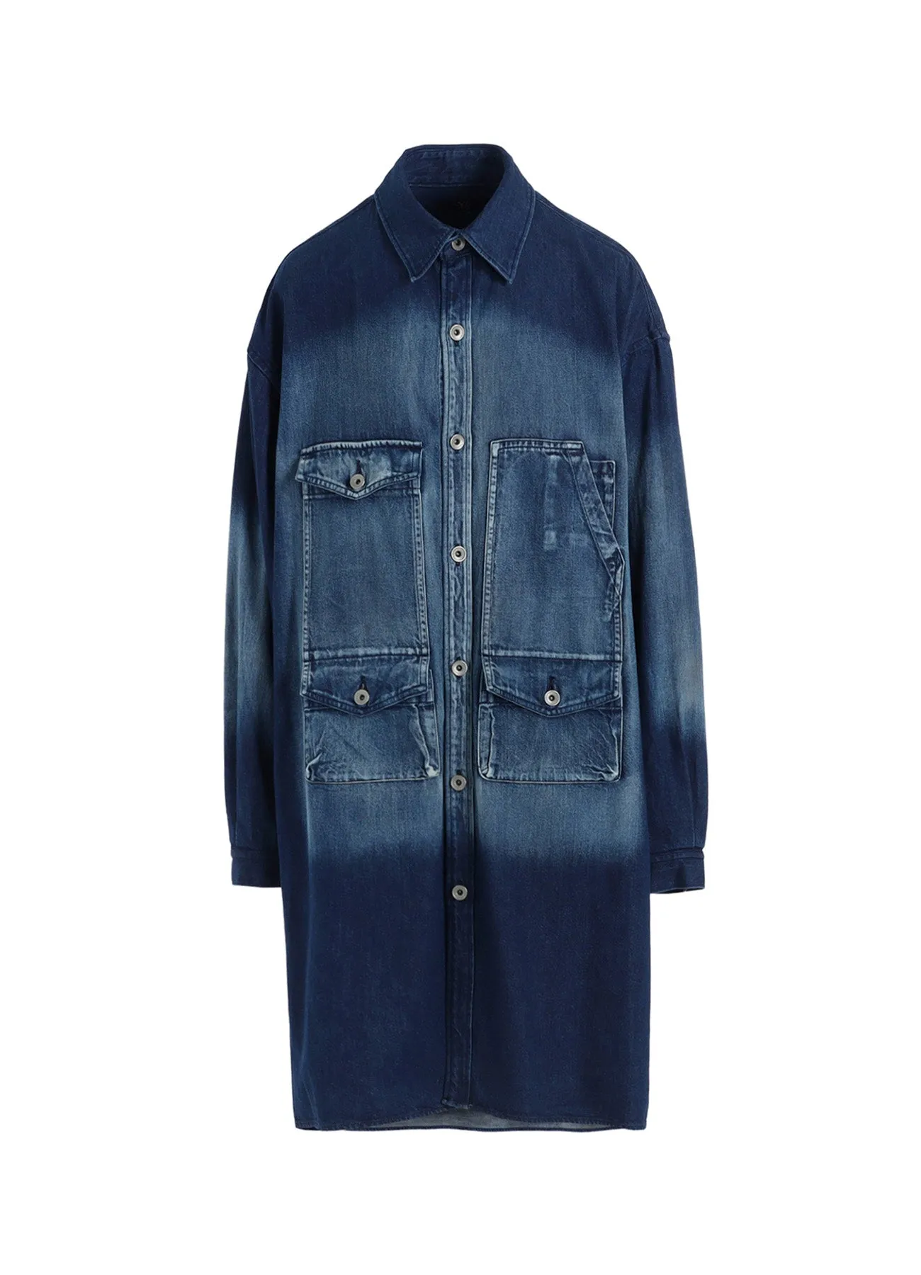 Functional Fashion Non-Iron SPOTTED DENIM BIG GOWN BLOUSE