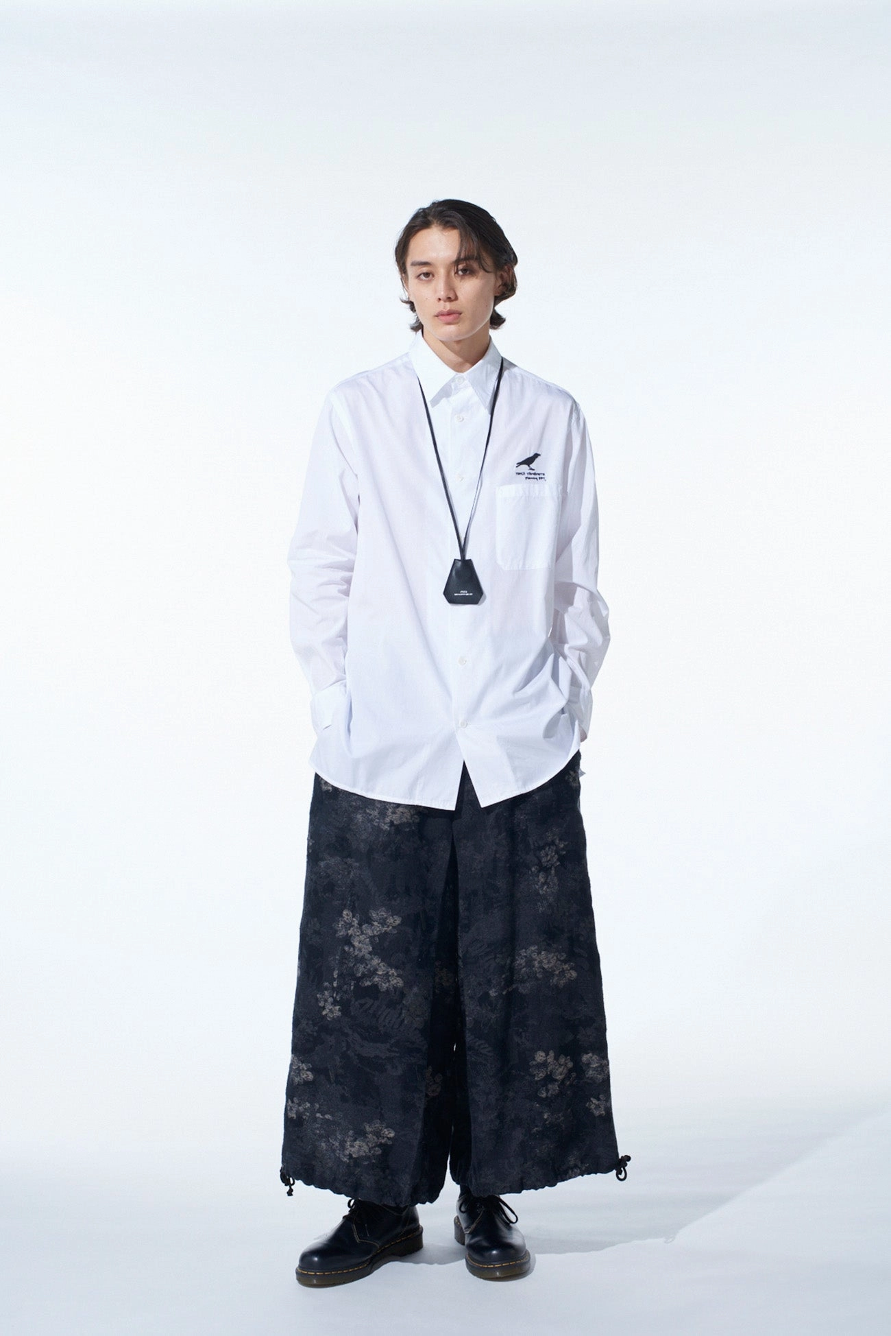 FADED FLORAL JACQUARD HAKAMA BALLOON PANTS Simple Utility