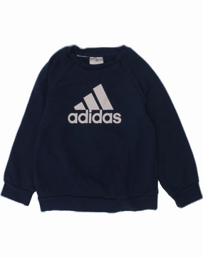 Bonded Hem Technology Mid Season ADIDAS Baby Boys Graphic Sweatshirt Jumper 18-24 Months Navy Blue Cotton