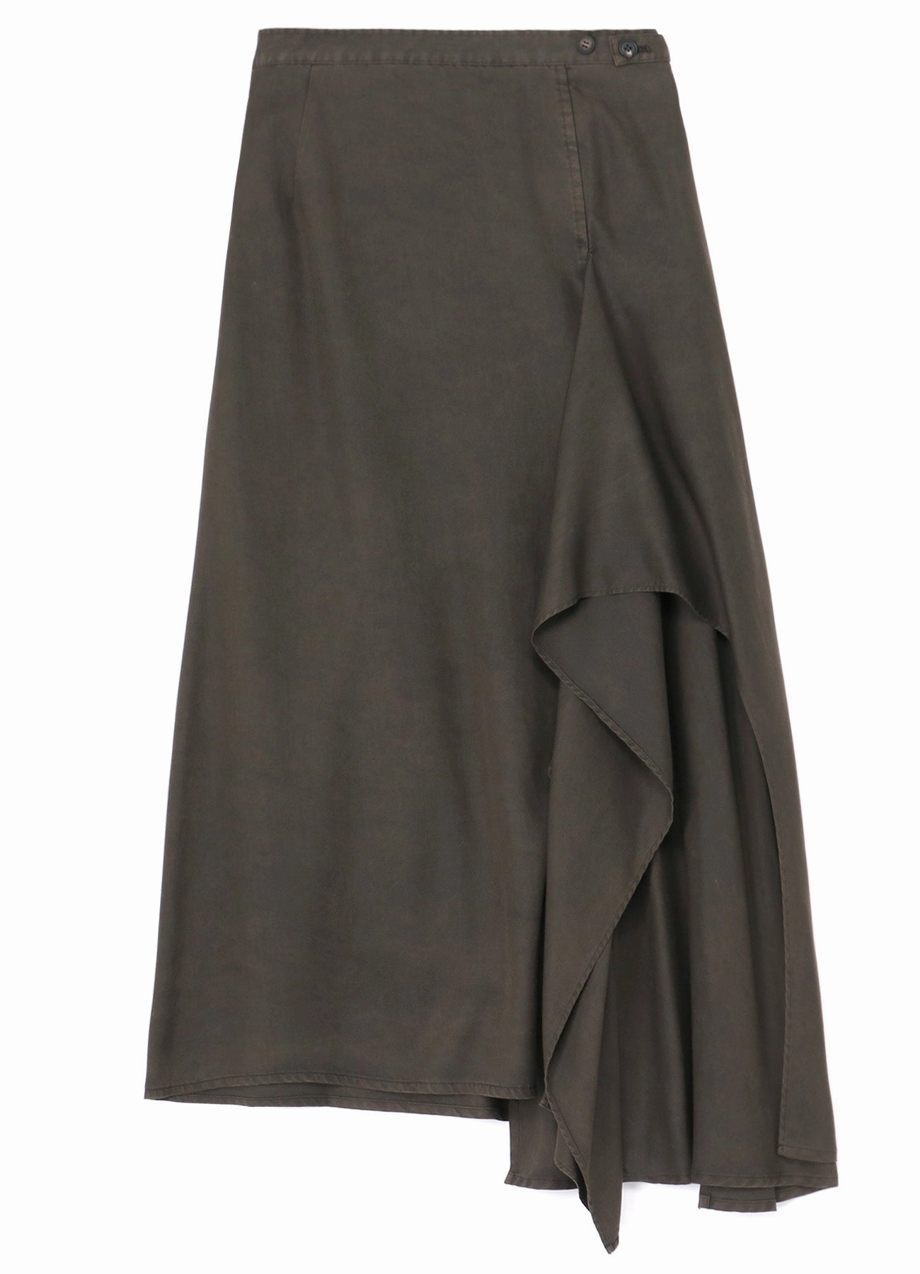 Lace Detail Elegant Fabric TENCEL PIGMENT DYEING PIPING POCKET UNBALANCE SKIRT